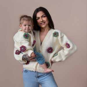 Sweet Moments: Mommy and Mini Matching Knit Cardigans - Handcrafted Beauties